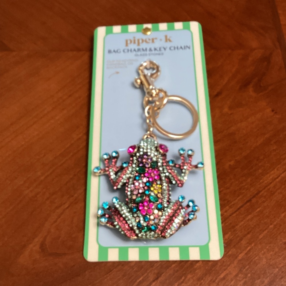 Piper•k Multicolor Crystal Frog Keychain Bag Charm